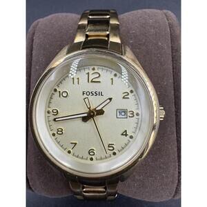 Women's FOSSIL Gold Tone Watch AM-4365 w/ New Battery - Works Great! b77